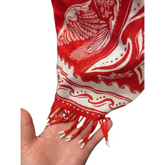 Farm Rio Red Majestic Coconut Tree Euroflax Premium Linen Mini Dress - Picture 5 of 11